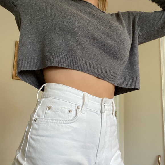 GNW , size M/11 , grey-white wash cotton crop top - Picture 3 of 6